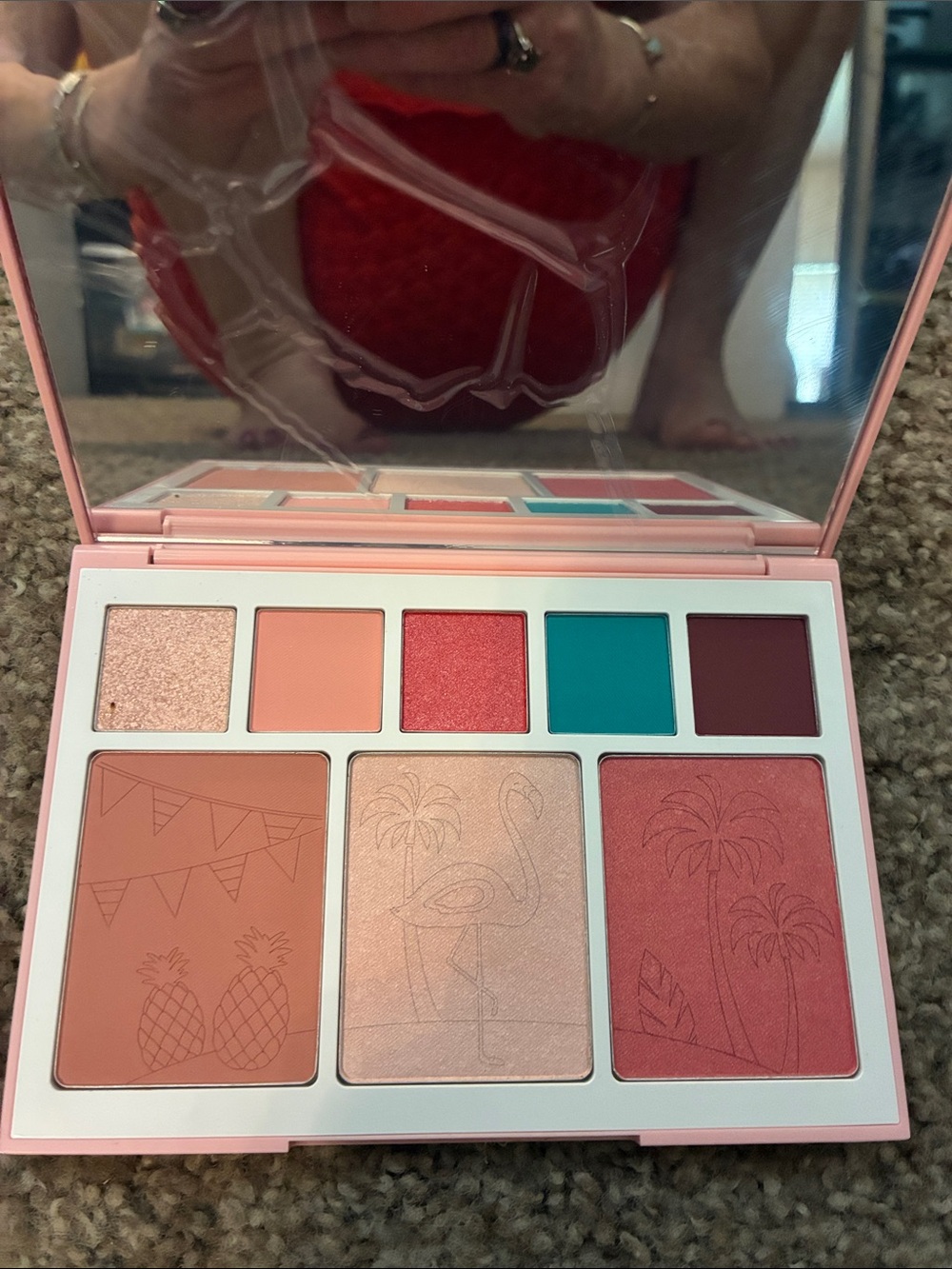 Island Escape Eyeshadow & Cheek Palette - Teal, Coral, Peach & Rose Shades